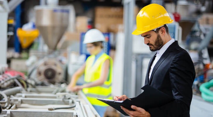 Professionals wearing hard hats